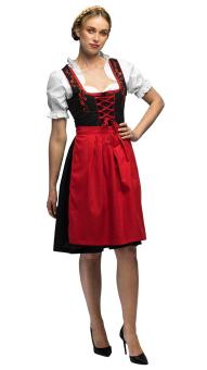 Déguisement Dirndl:robe, top, tablier:noir/rouge 