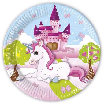 Unicorn Party Plates: FSC:8 Item, 23 cm, multicolored 