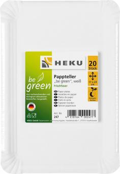 Assiettes en carton Be green rectangulaire, compostable:20 pièce, 17cm x 23cm, blanc 