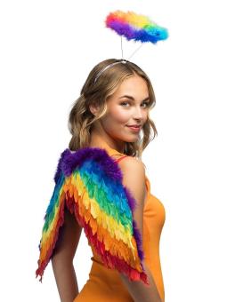 Rainbow Wing Set with Halo Diadem:60 x 40 cm, colorful 