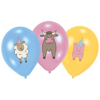 Farm Party Latex-Ballons:6 Stück, 27 cm, mehrfarbig 