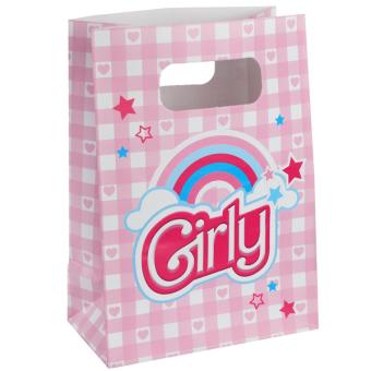 Girly Geschenktüten Partyzubehör für Kindergeburtstag:10 Stück, 13 x 7 x 18 cm, rosa 
