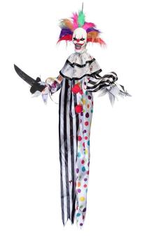 Halloween Hängedeko Hungry Clown mit Licht, Sound & Bewegung – Deko für Spukhaus & Party:120 cm 