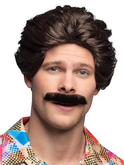 Perruque Vance avec Moustaches:marron 