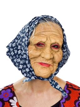 Witch mask with headscarf, latex:natur 