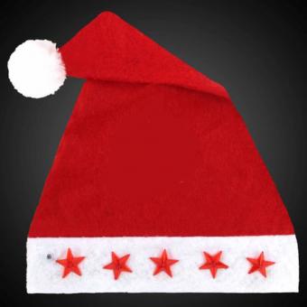 Bonnet de Noël pour enfants avec étoiles clignotantes:50 cm, rouge 