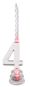 LED Cake Candle Number 4:3.5 x 13cm, transparent 