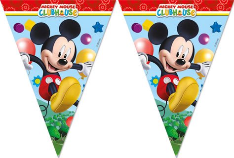 Mickey Mouse Chaîne de fanions:3 m / 23 x 30 cm, multicolore 