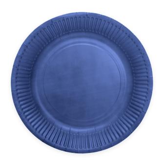 Assiettes de fête rondes, en carton:8 pièce, 23 cm, bleu 