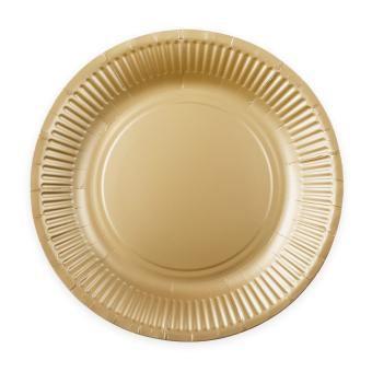 Partyteller rund, Karton:8 Stück, 23 cm, gold 