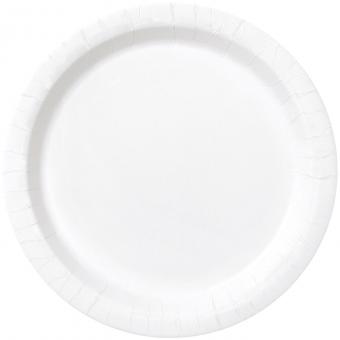 Party Plates, cardboard:8 Item, 23 cm, white 