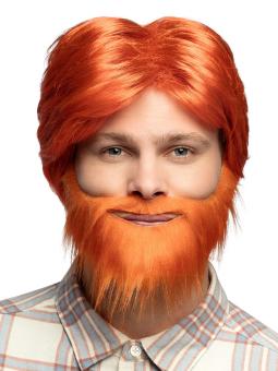 Perruque Dude avec Barbe:orange 