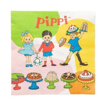 Pippi Langstrumpf Servietten mit fröhlichem Motiv für Kinderparty & Geburtstag:16 Stück, 33 x 33 cm, bunt 