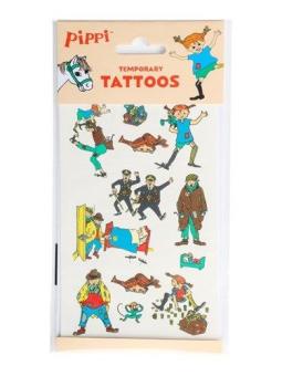Pippi Langstrumpf Tattoos mit lustigen Motiven für Kinderparty & Spielspass:bunt 