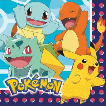 Pokemon Servietten: Kinderparty Geburtstagsdeko:16 Stück, 33 x 33 cm, bunt 