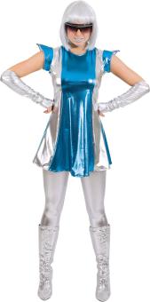 Space Woman Costume: Dress and Gloves:blue 