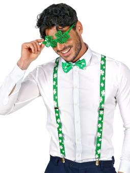 St. Patrick's Day Set: Brille Hosenträger und Fliege:grün 