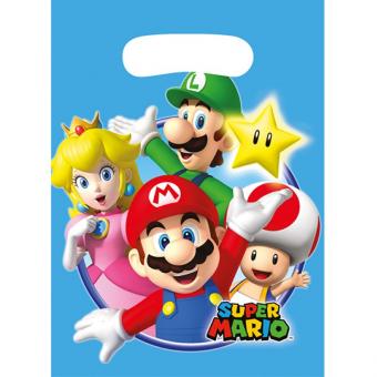 Super Mario Partytüten:8 Stück, 16 x 23 cm, blau 