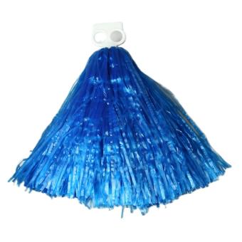 Buschiger Tanzwedel / Pompon für Cheerleader mit Lochgriff für zwei Finger:24 cm / 50 g, blau 