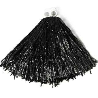 Pompon touffu pour pom-pom girl: avec poignée à deux doigts:24 cm / 50 g, noir 