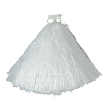 Buschiger Tanzwedel / Pompon für Cheerleader mit Lochgriff für zwei Finger:24 cm / 50 g, weiss 