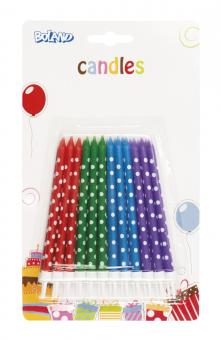Tortenkerze Happy Birthday:24 Stück, 10 cm, mehrfarbig 