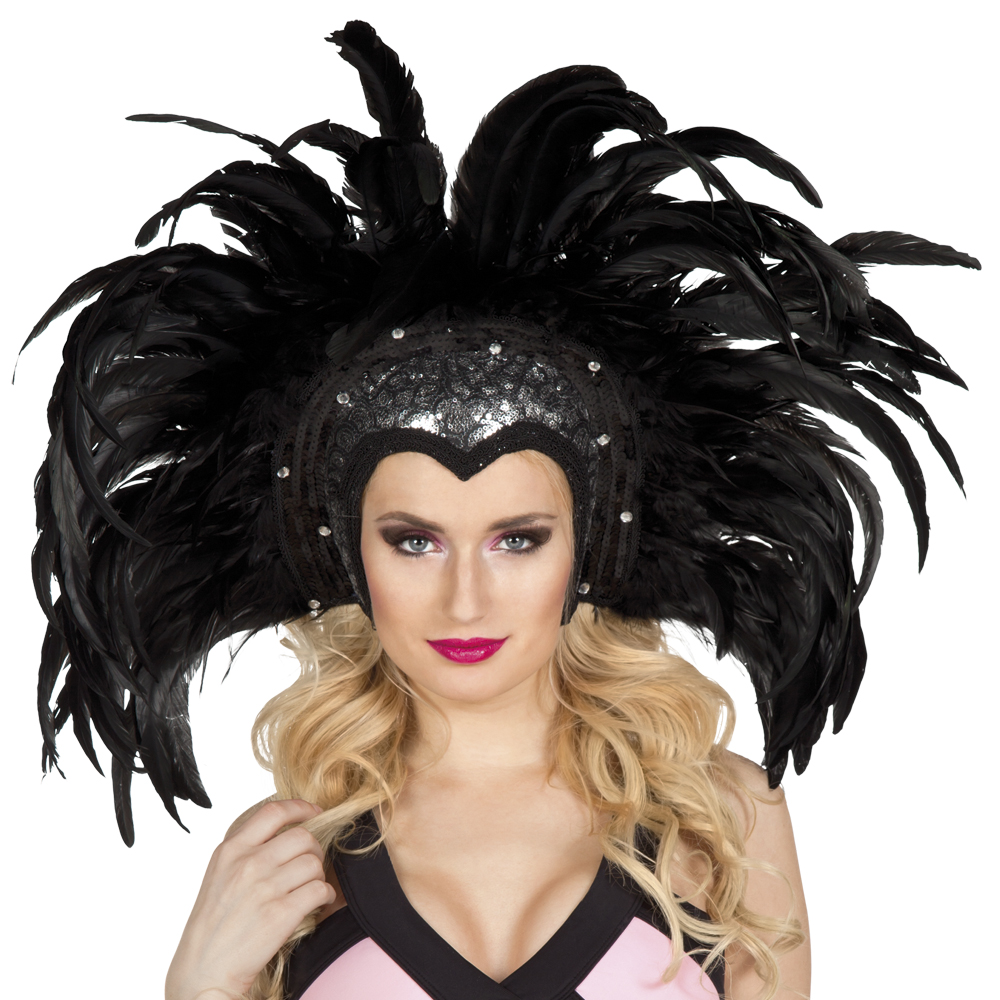 Feather headdress Showgirl:black 