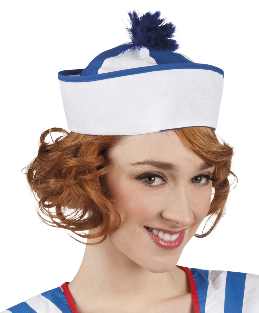 Sailor hat : Unisex:blue/white 
